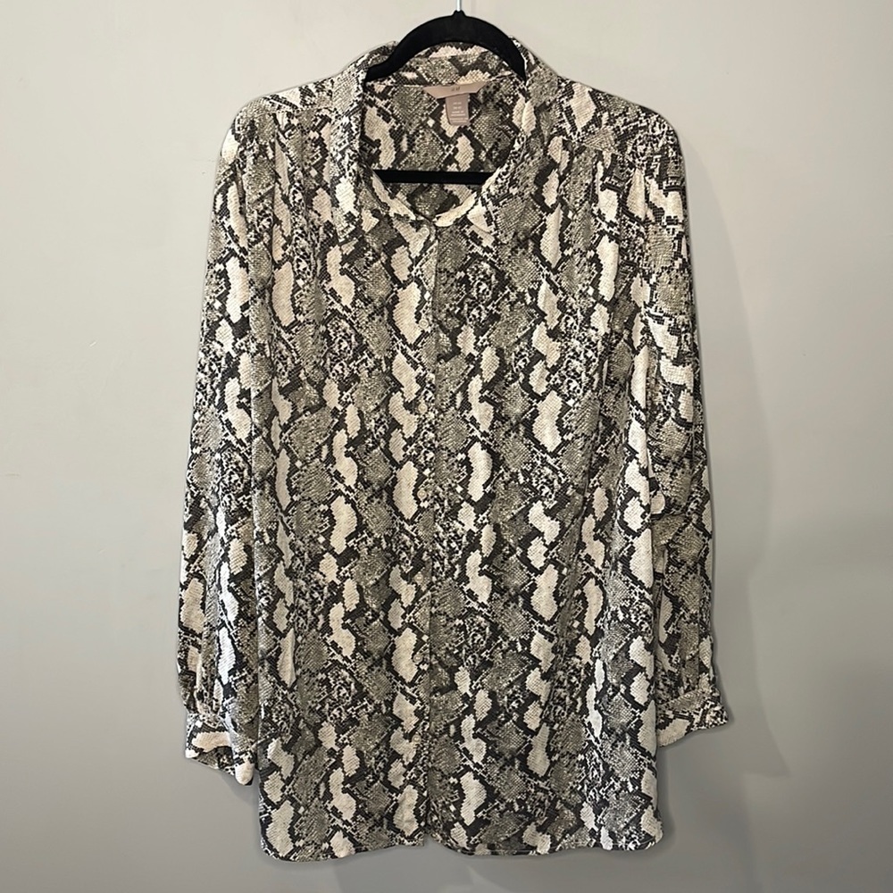 H&M Python Snake Print Blouse Women's Size 22